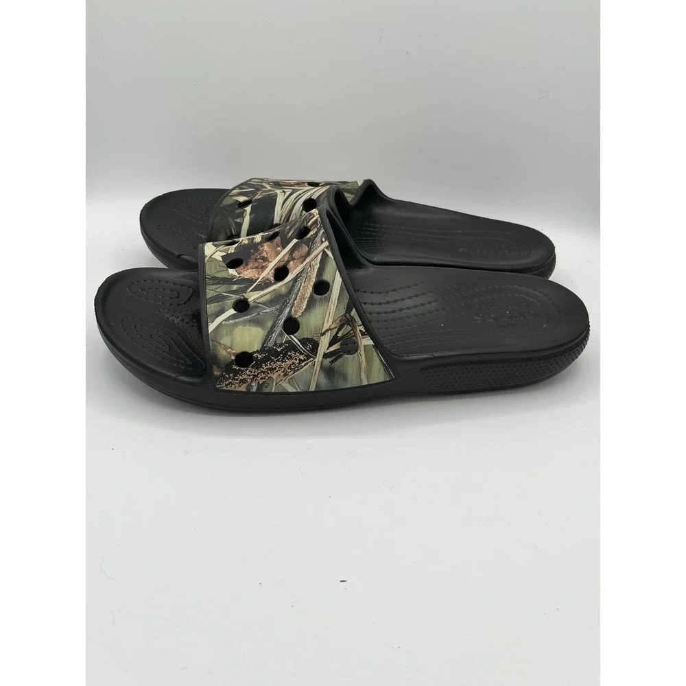 Crocs Classic Slide Men Sz 13 Black Realtree Edge Camo Sandal 206121-060